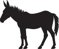 Donkey Silhouette Vector Illustration White Background