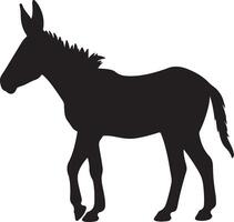 Donkey Silhouette Vector Illustration White Background