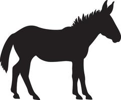 Donkey Silhouette Vector Illustration White Background