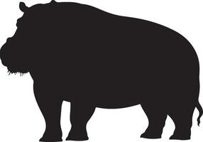 Hippo Silhouette Vector Illustration White Background