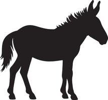 Donkey Silhouette Vector Illustration White Background