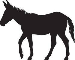 Donkey Silhouette Vector Illustration White Background