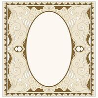 Vintage frame. Old era brown decorated with scrolling flowers. vector