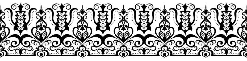 black abstract seamless scrolling flower element for pattern brushes vector