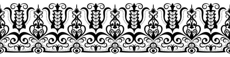 black abstract seamless scrolling flower element for pattern brushes vector