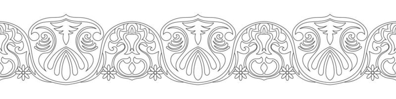 simple mandala Horizontal mandala line pattern. Black pattern brush on white background. vector