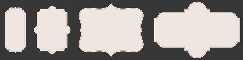 Set of vintage frames for adding brand text, gold lines. vector