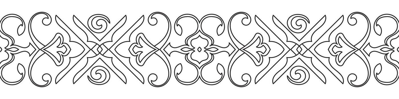 Black seamless pattern of abstract flowers For making decorative borders, frames, and patterns on fabric and paper. vector