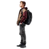 AI generated Male Student Girl Standing Wearing Bag on Transparent background - Ai Generated png