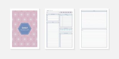 Daily to Do List pages with cover black and white and colorful design vector