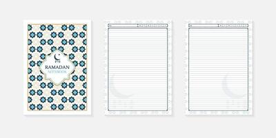 Ramadan lined notebook Pages with cover design vector