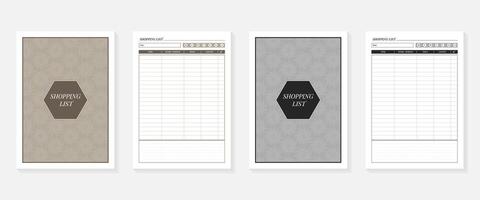 Shopping List Planner with cover black and white and colorful design vector