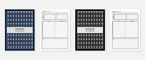 To-Do List Notebook with cover colorful and black and white design vector
