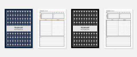 que hacer lista cuaderno con cubrir vistoso y negro y blanco diseño vector