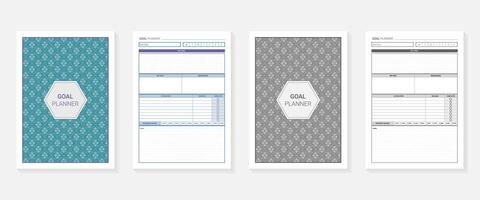 Goal Setting Planner with cover black and white and colorful design vector