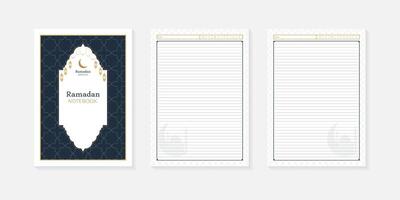 Ramadan lined notebook Pages with cover design vector