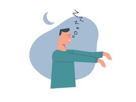 Sleep and wakefulness. sleepwalking, somnambulism or noctambulism vector