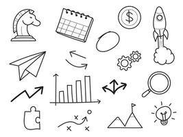 Hand drawn doodle business icon set vector