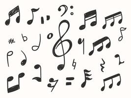Hand drawn doodles note set elements. handcrafted music elements vector