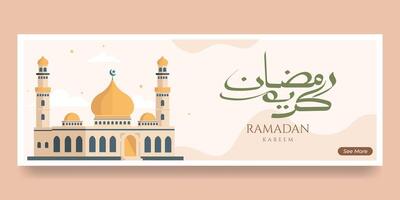 Ramadán kareem horizontal póster, saludo tarjeta, encabezamiento para sitio web vector