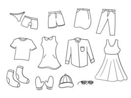 Hand drawn clothes doodle set vector hand drawn