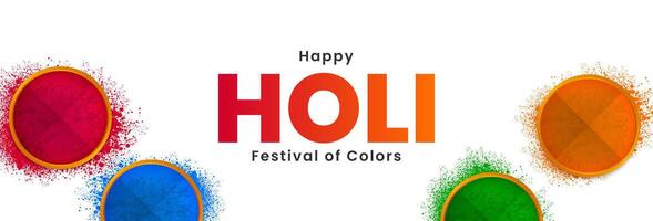 Happy Holi Festival. Holi celebration banner design with colorful holi powder. Vector illustration