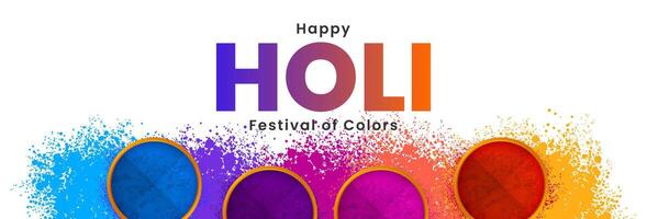 Happy Holi Festival. Holi celebration banner design with colorful holi powder. Vector illustration