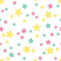 Seamless pattern with colorful stars isolated on white background. vector