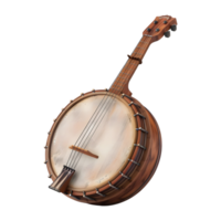 ai genererad 3d tolkning av en banjo musik gitarr på transparent bakgrund - ai genererad png