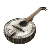 ai generado 3d representación de un banjo música guitarra en transparente antecedentes - ai generado png