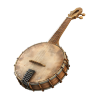 ai généré 3d le rendu de une banjo la musique guitare sur transparent Contexte - ai généré png