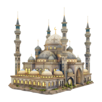 AI generated 3D Rendering of a Islamic Beautiful Mosque on Transparent Background - Ai Generated png