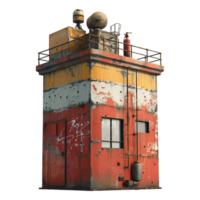 AI generated 3D Rendering of a Vintage Building Rusted on Transparent Background - Ai Generated png