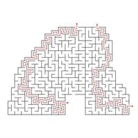 Vector illustration. Template for an educational logical game labyrinth for children with a solution. Find the right path