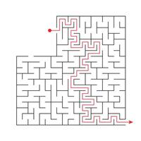 Vector illustration. Template for an educational logical game labyrinth for children with a solution. Find the right path