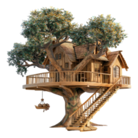 AI generated 3D Rendering of a House on a Tree on Transparent Background - Ai Generated png