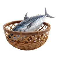 ai generado 3d representación de un pescado en un cesta en transparente antecedentes - ai generado png