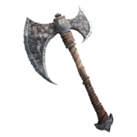 ai generado 3d representación de un vikingo hacha arma en transparente antecedentes - ai generado png