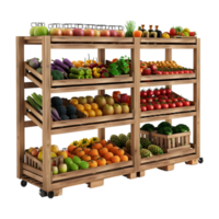 AI generated 3D Rendering of a Wooden Fruit Stall on Transparent Background - Ai Generated png