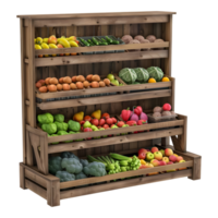 AI generated 3D Rendering of a Wooden Fruit Stall on Transparent Background - Ai Generated png