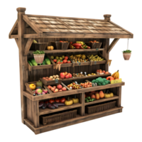 AI generated 3D Rendering of a Wooden Fruit Stall on Transparent Background - Ai Generated png