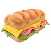 ai generado 3d representación de un delicioso emparedado hamburguesa en transparente antecedentes - ai generado png