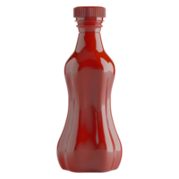 ai generado 3d representación de un tomate salsa de tomate en un botella en transparente antecedentes - ai generado png