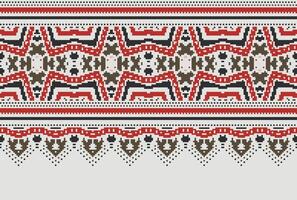 Pixel Cross Stitch pattern with Floral Designs. Traditional cross stitch needlework. Geometric Ethnic pattern, Embroidery, Textile ornamentation, fabric, Hand stitched pattern, Cultural stitching vector