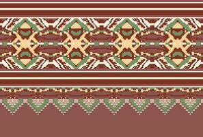 cross stitch Embroidery ethnic pattern, Vector Geometric ornate background, Cross stitch retro zigzag style, Blue and yellow pattern knitting continuous, Design for textile, fabric, digital print