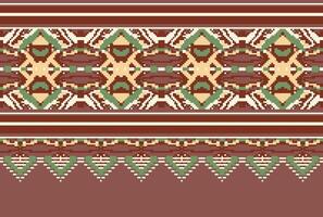 cross stitch Embroidery ethnic pattern, Vector Geometric ornate background, Cross stitch retro zigzag style, Blue and yellow pattern knitting continuous, Design for textile, fabric, digital print