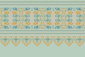 cross stitch traditional ethnic pattern paisley flower Ikat background abstract Aztec African Indonesian Indian seamless pattern for fabric print cloth dress carpet curtains and sarong vector