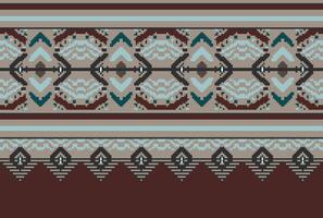 cross stitch traditional ethnic pattern paisley flower Ikat background abstract Aztec African Indonesian Indian seamless pattern for fabric print cloth dress carpet curtains and sarong vector