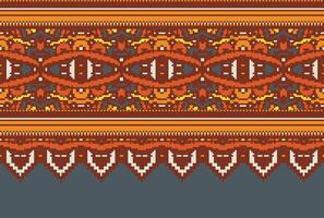 cross stitch traditional ethnic pattern paisley flower Ikat background abstract Aztec African Indonesian Indian seamless pattern for fabric print cloth dress carpet curtains and sarong vector