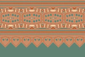 cross stitch Embroidery ethnic pattern, Vector Geometric ornate background, Cross stitch retro zigzag style, Blue and yellow pattern knitting continuous, Design for textile, fabric, digital print